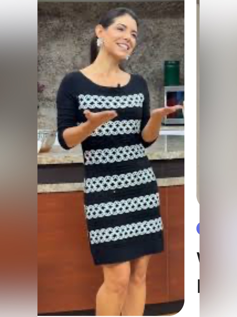 WHBM Black Dress with White Patterned Sequins Stripes 3(4 sleeves